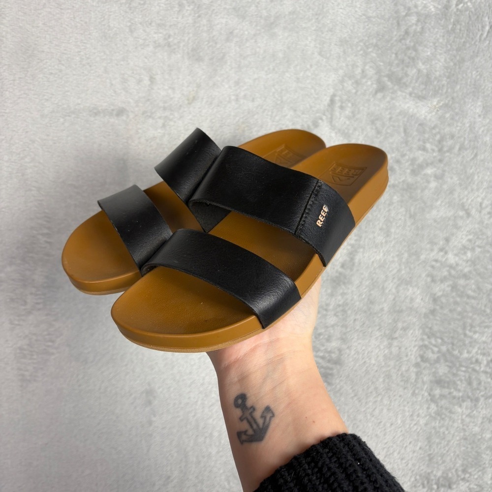 Reef Vista Sandal Women's Black Double Strap Slides Sandals Size 5 Beach Comfort